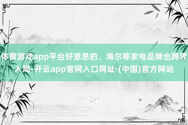 体育游戏app平台好意思的、海尔等家电品牌也跨界入局-开云app官网入口网址·(中国)官方网站